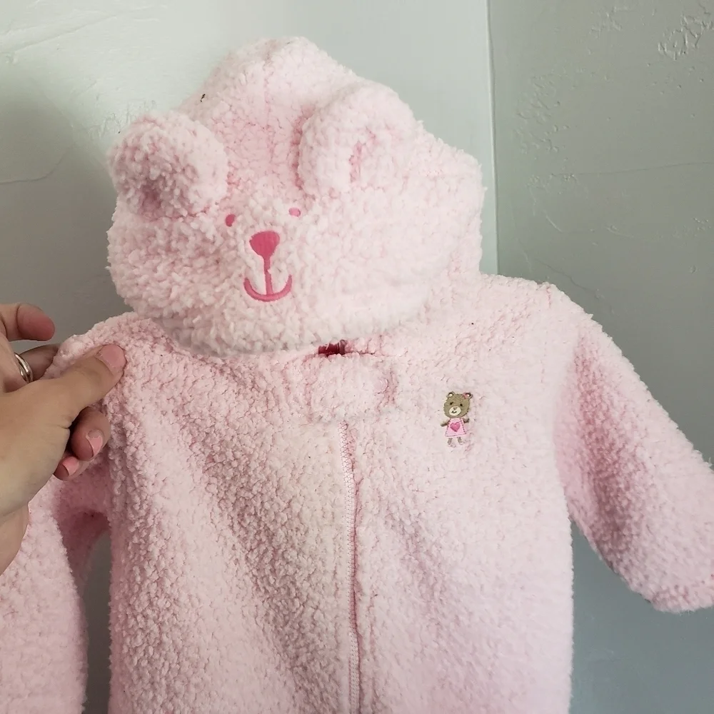 Carter's Pink Bunny Fleece Outfit Winter Hooded 9